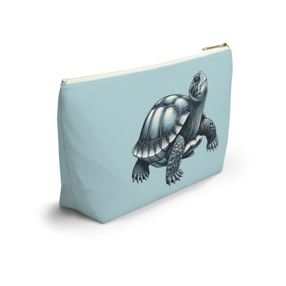 Blue Sea Turtle Pouch Bag, Canvas Beach Travel Wash Makeup Toiletry Pencil Ocean Small Large Bath Men Women Organizer Cosmetic Zipper