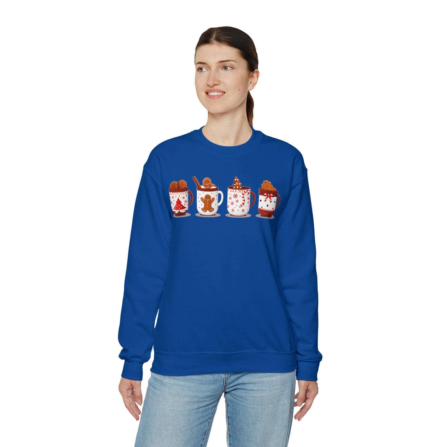 Christmas Coffee Sweatshirt, Gingerman Xmas Graphic Crewneck Fleece Cotton Sweater Jumper Pullover Men Women Adult Aesthetic