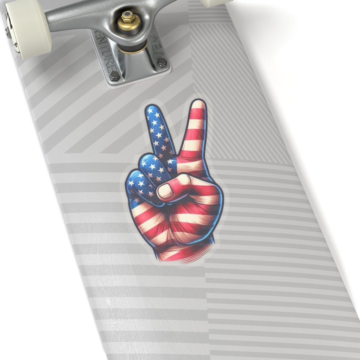 Hand Peace Sign Sticker Decal, American Flag Patriotic Art Vinyl Laptop Cute Waterbottle Tumbler Car Waterproof Bumper Small Large Clear