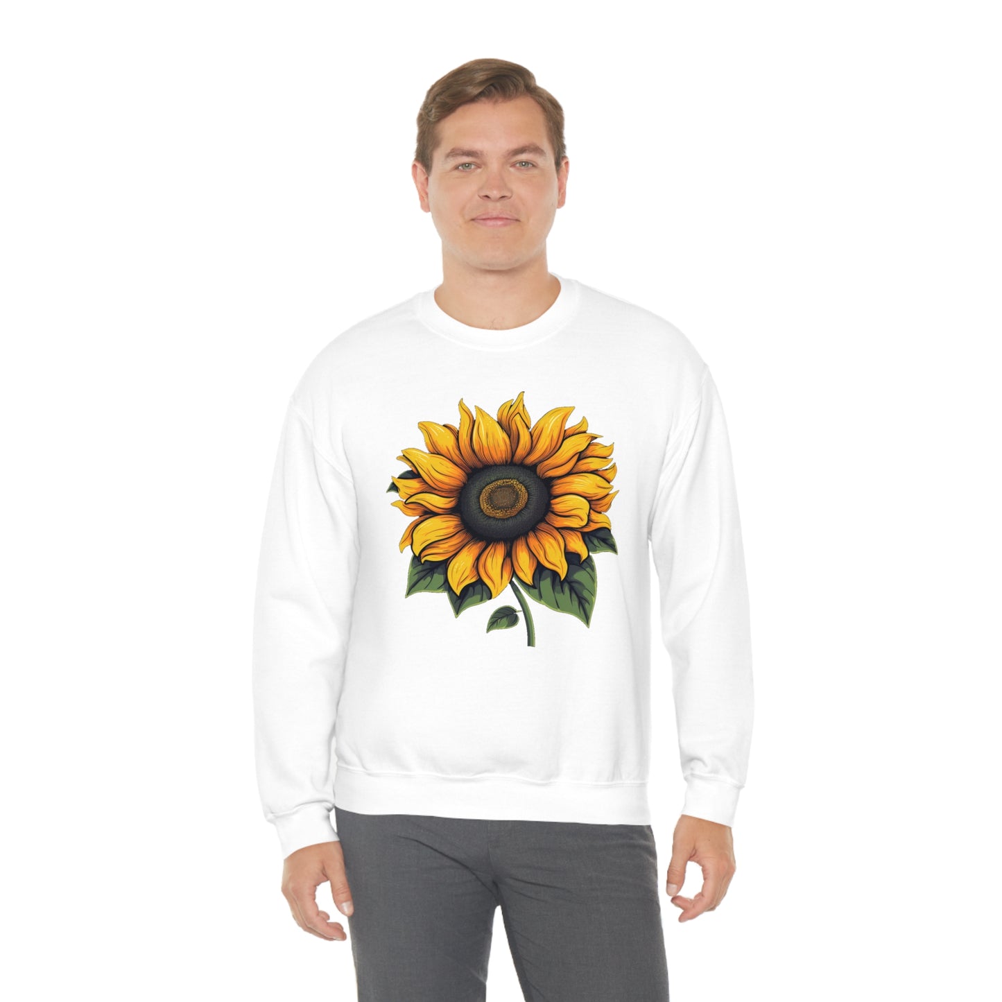 Sunflower Sweatshirt, Yellow Flowers Floral Graphic Crewneck Cotton Sweater Jumper Pullover Men Women Aesthetic Designer Top Starcove Fashion