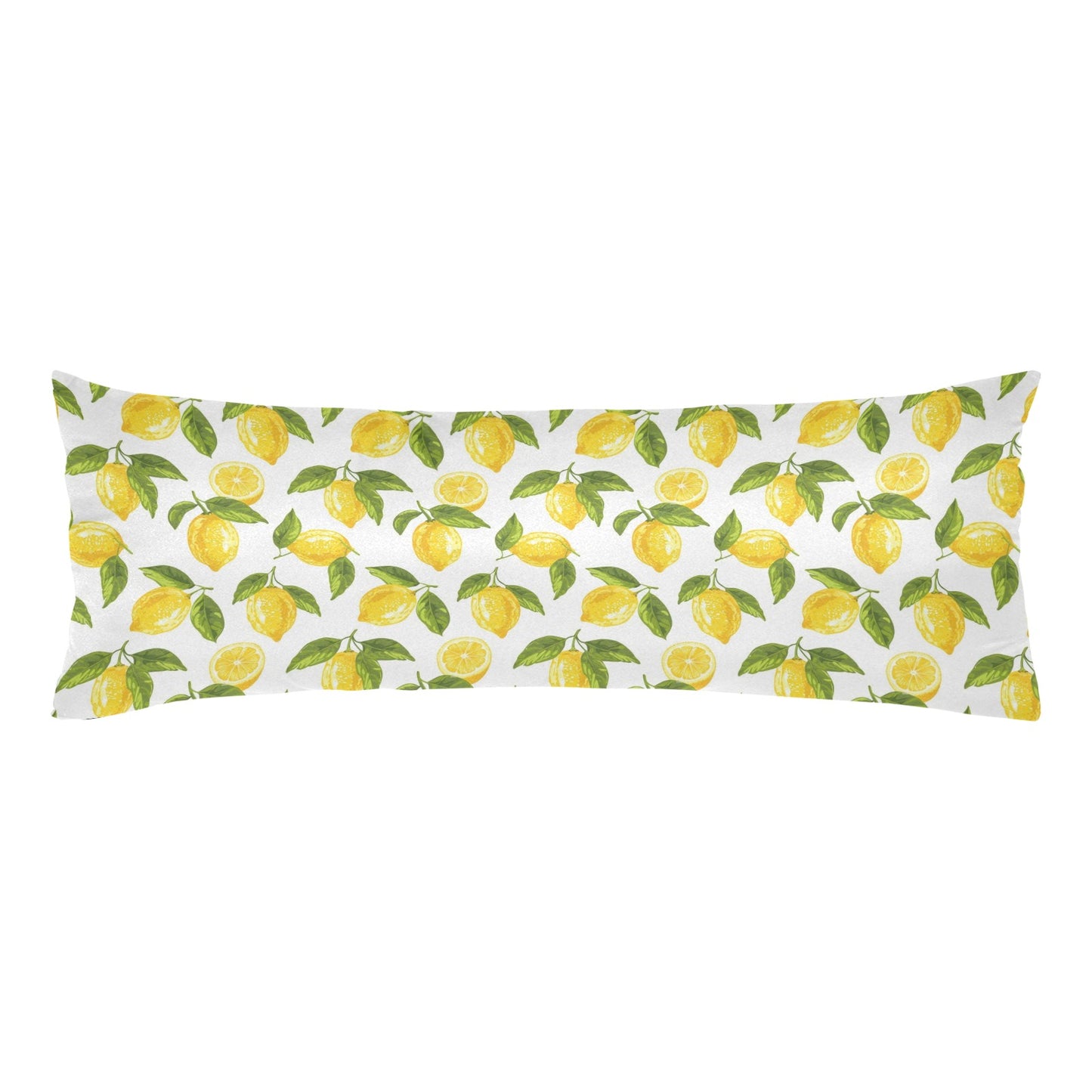 Lemon Body Pillow Case, Yellow White Summer Fruit Retro Long Large Bed Accent Print Throw Decor Decorative Cover Cushion 20x54