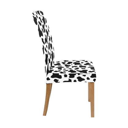 Cow Dining Chair Seat Covers, Black White Animal Hide Print Stretch Spandex Slipcover Furniture Kitchen Dining Room Home Party Decor