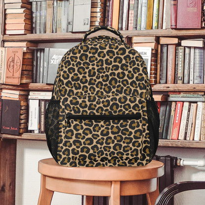 Leopard Backpack, Animal Print Cheetah Brown Men Women Kids Gift School College Cool Waterproof Side Pockets Laptop Designer Aesthetic Bag