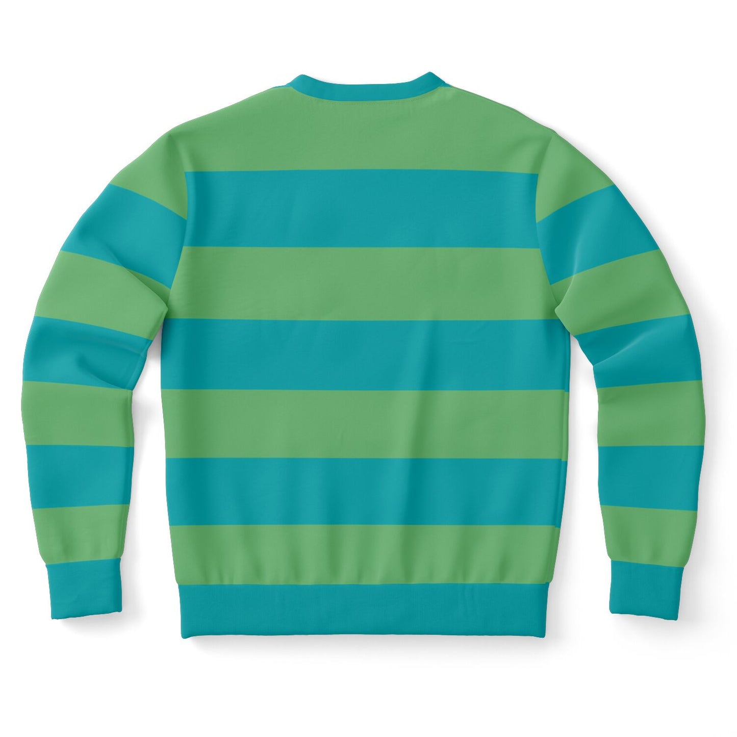 Light Blue Green Striped Sweatshirt, Teal Bold Horizontal Retro Vintage Crewneck Fleece Cotton Sweater Jumper Pullover Men Women Adult Top