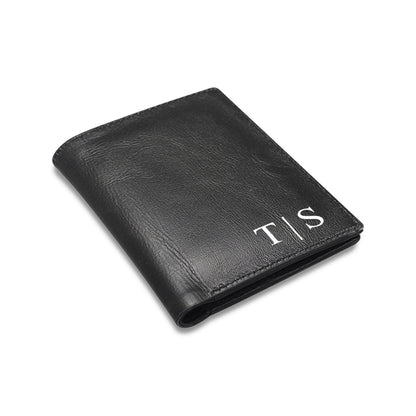 Custom Men Wallets, Personalized Initials Monogram Guys Card Holder Keeper Gents Slim Thin Bi Fold Luxury Minimalist Groomsman Husband Gift