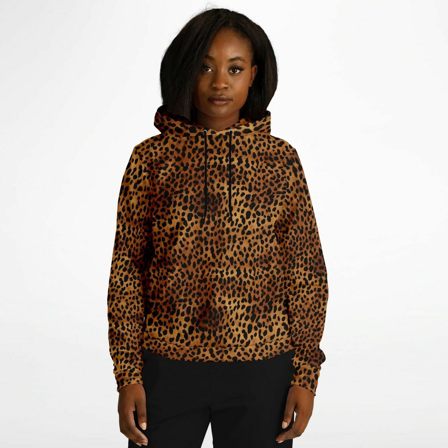 Black and leopard outlet print hoodie