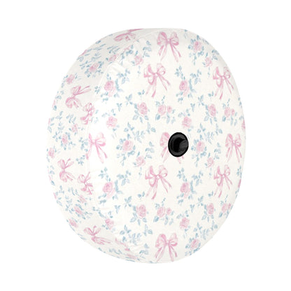 Pink Rose Bows Spare Tire Cover, Floral Flowers Ribbons Pastel White Wheel Accessories Unique Design Backup Camera Hole Trailer Back Women