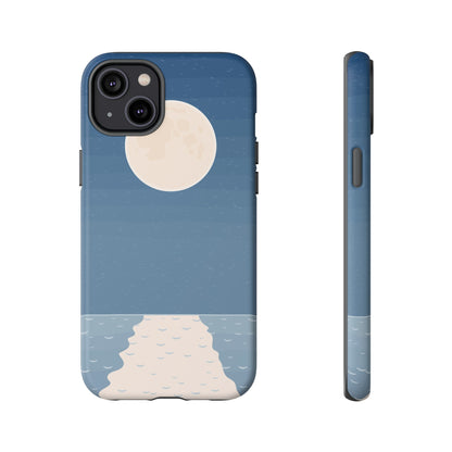 Full Moon Tough Phone Case, Blue iPhone 15 14 13 Pro Max 12 11 8 Plus X XR XS Samsung Galaxy S22 Google Pixel Cover