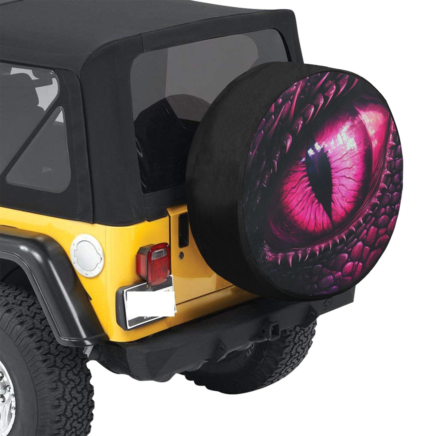 Pink Dragon Eye Spare Tire Cover, Car Back Extra Rear Wheel Accessories Custom Unique Design Backup Camera Hole Auto RV Camper Trailer