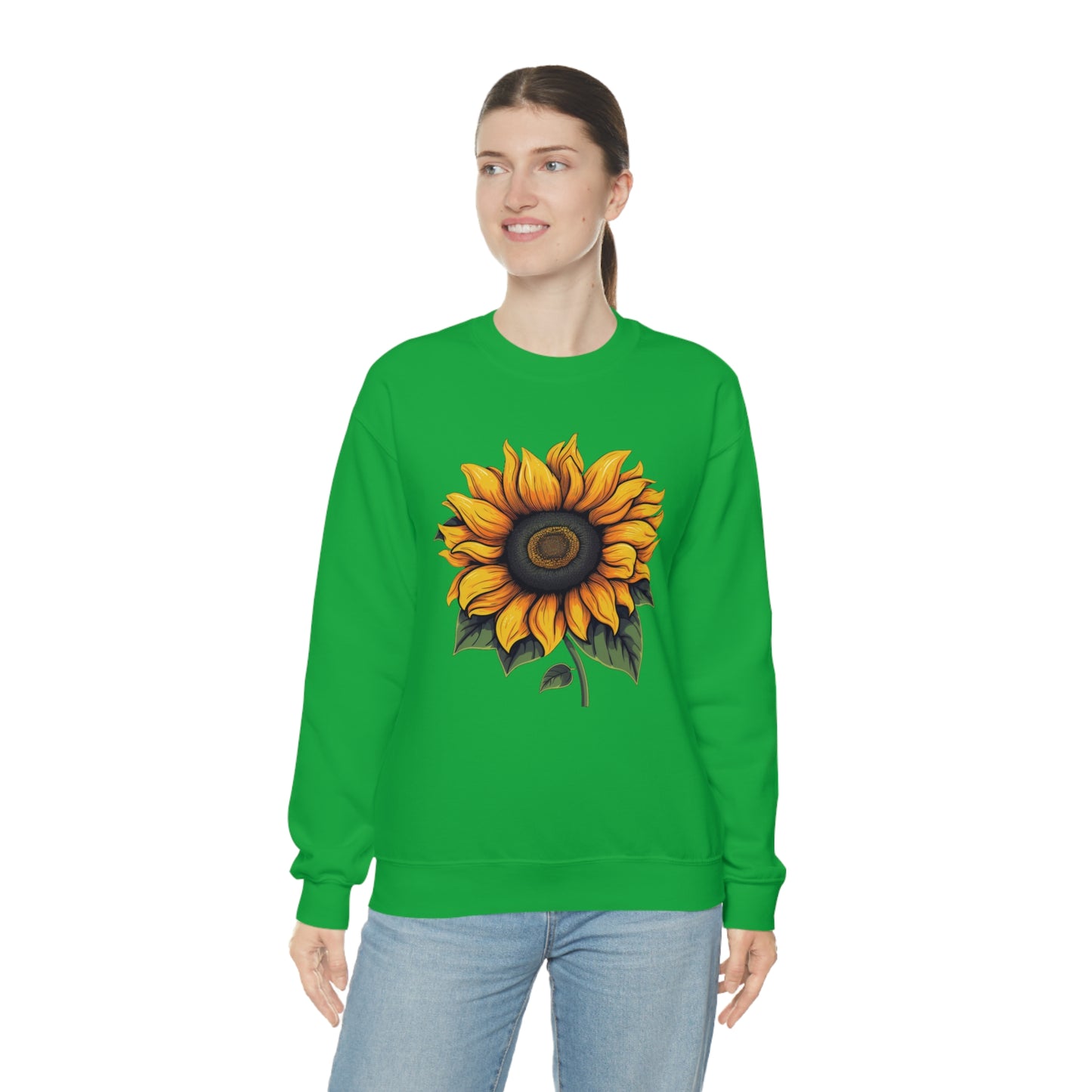 Sunflower Sweatshirt, Yellow Flowers Floral Graphic Crewneck Cotton Sweater Jumper Pullover Men Women Aesthetic Designer Top Starcove Fashion