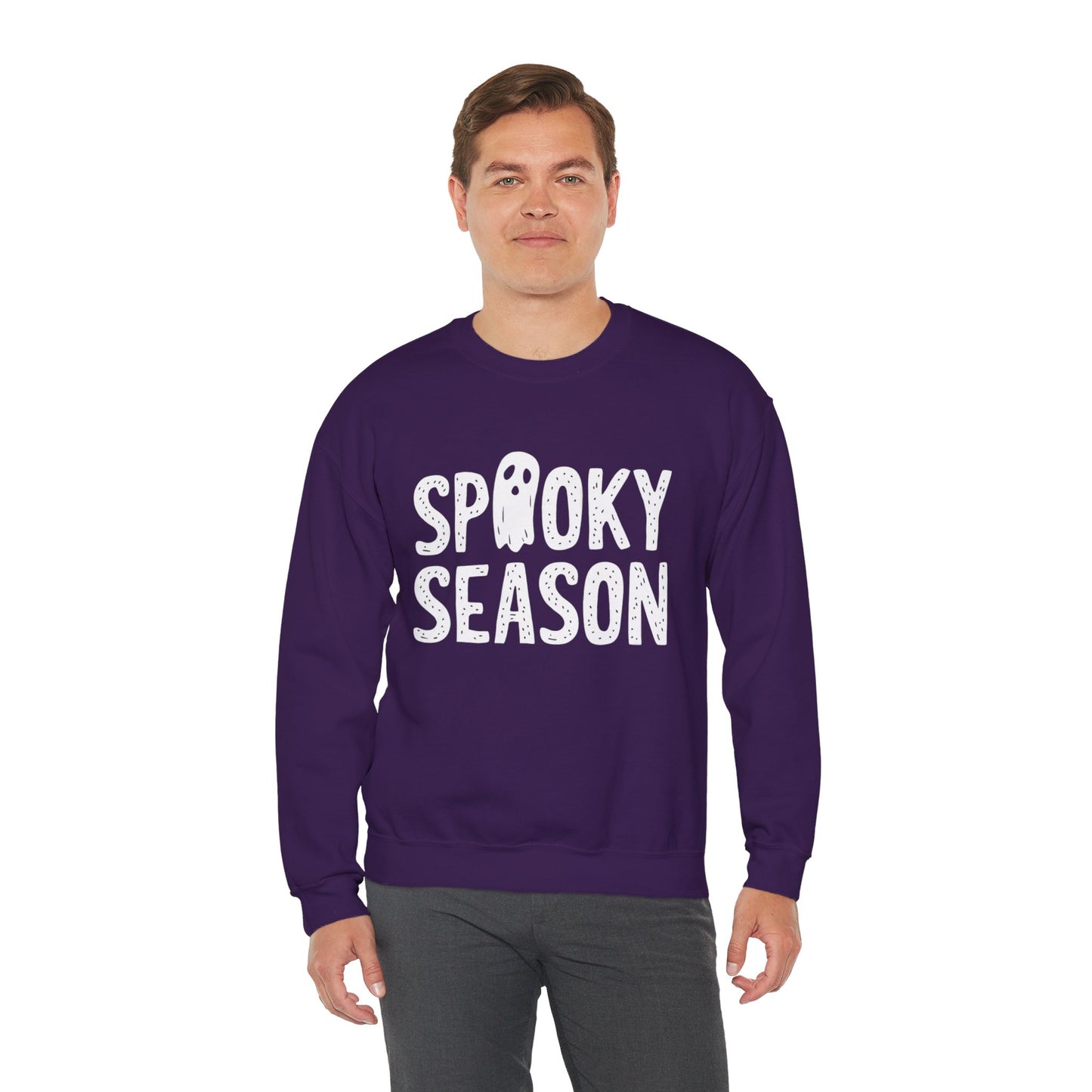 Spooky Season Sweatshirt, Ghost Halloween Graphic Crewneck Fleece Cotton Sweater Jumper Pullover Men Women Aesthetic Designer Top