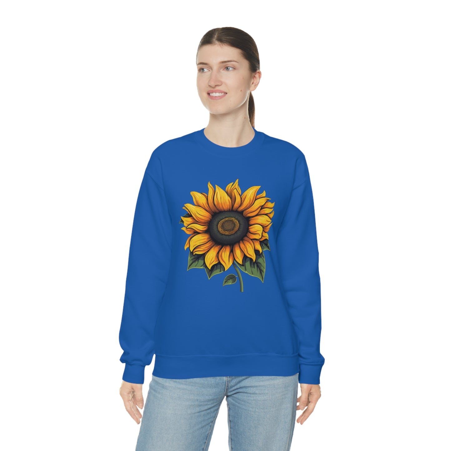 Sunflower Sweatshirt, Yellow Flowers Floral Graphic Crewneck Cotton Sweater Jumper Pullover Men Women Aesthetic Designer Top Starcove Fashion