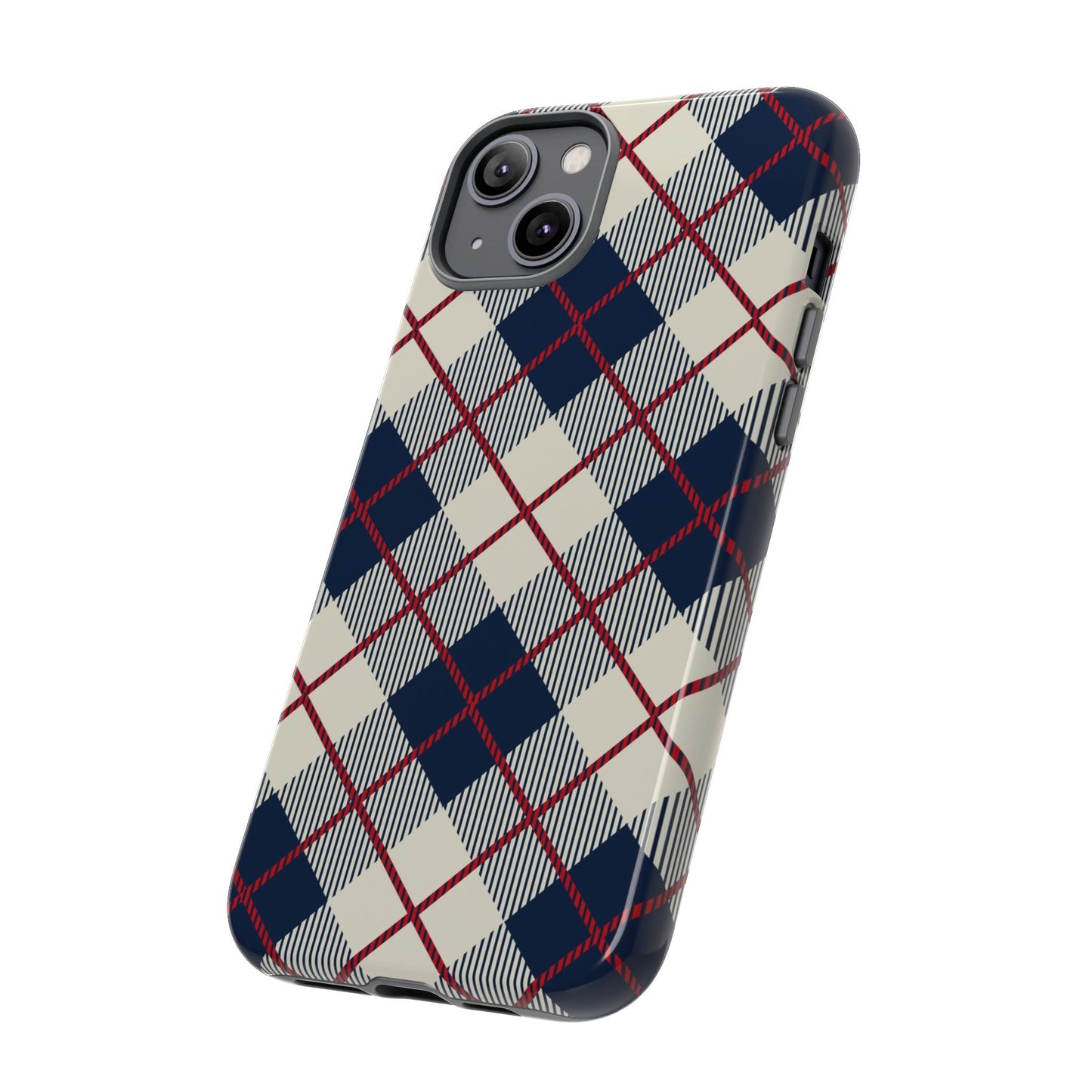 Blue Plaid iPhone 16 15 14 13 Tough Case, Checkered Check Tartan Cute 12 11 8 Plus X Xr Xs Pro Max Samsung S24 S23 S22 Galaxy Pixel Cover