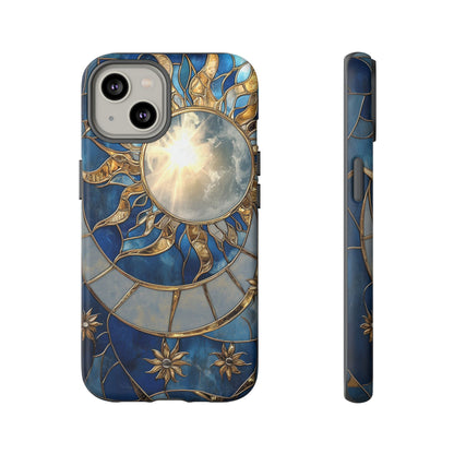 Sun Moon Tough Phone Case, Celestial Stained Glass iPhone 16 15 14 13 Pro Max 12 11 8 Plus X XR XS Galaxy S24 S23 S22 S21 Google Pixel Cover