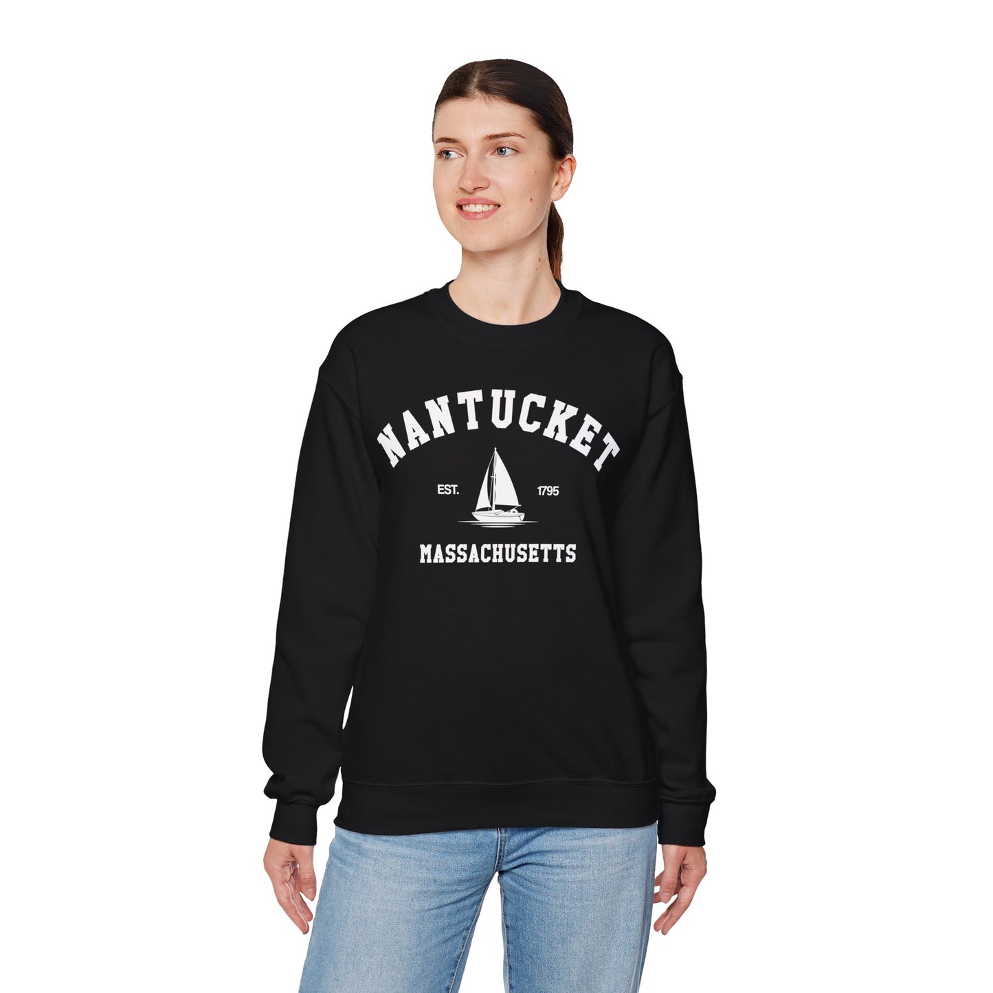 Nantucket Sweatshirt, Vintage Massachusetts MA Sailing Boating Sailboat Beach Town Graphic Crewneck Sweater Jumper Pullover Men Women