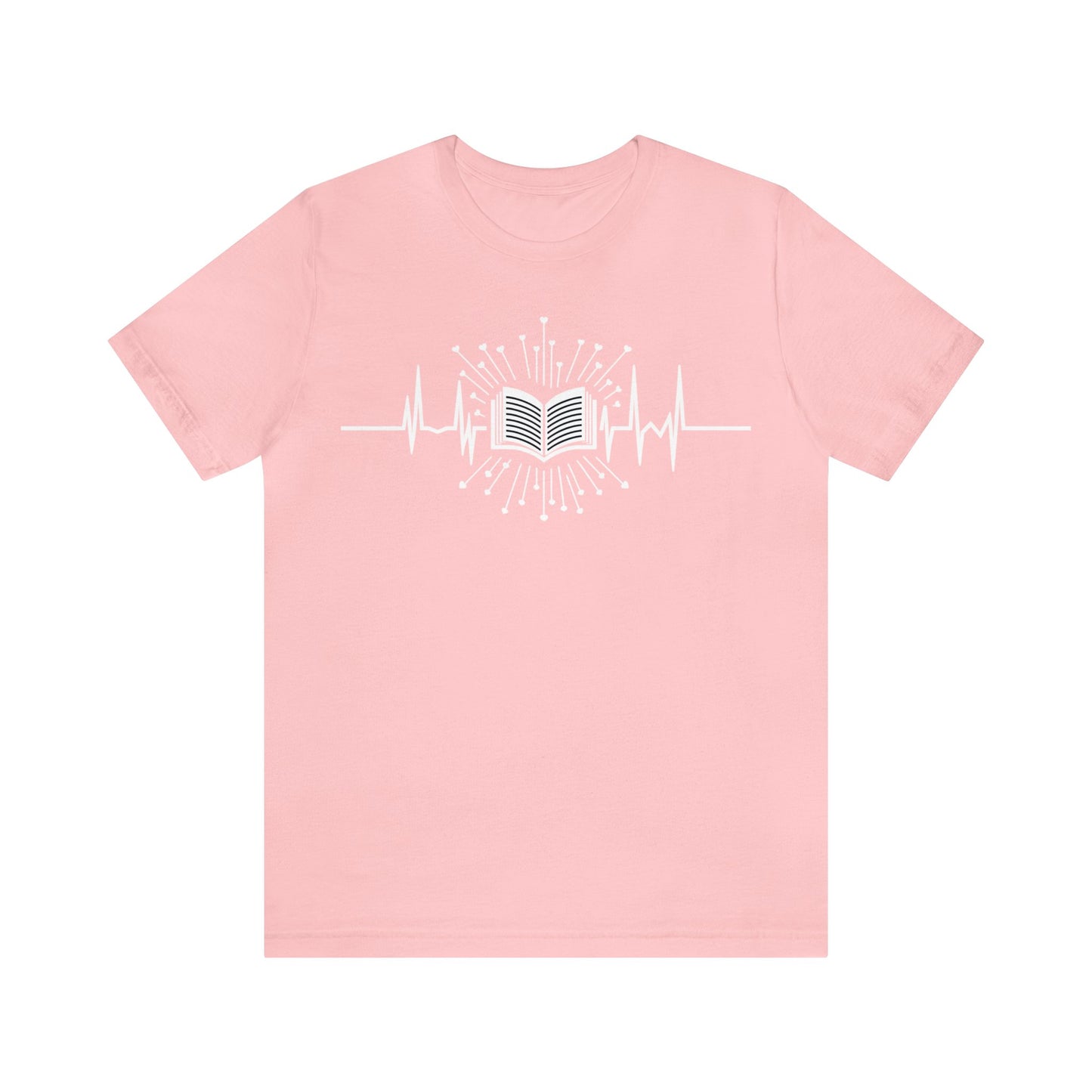 Book Heartbeat Tshirt, Reading Librarian Club Student Teacher Bookworm Designer Graphic Crewneck Men Women Tee Short Sleeve Shirt