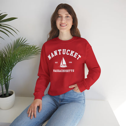 Nantucket Sweatshirt, Vintage Massachusetts MA Sailing Boating Sailboat Beach Town Graphic Crewneck Sweater Jumper Pullover Men Women