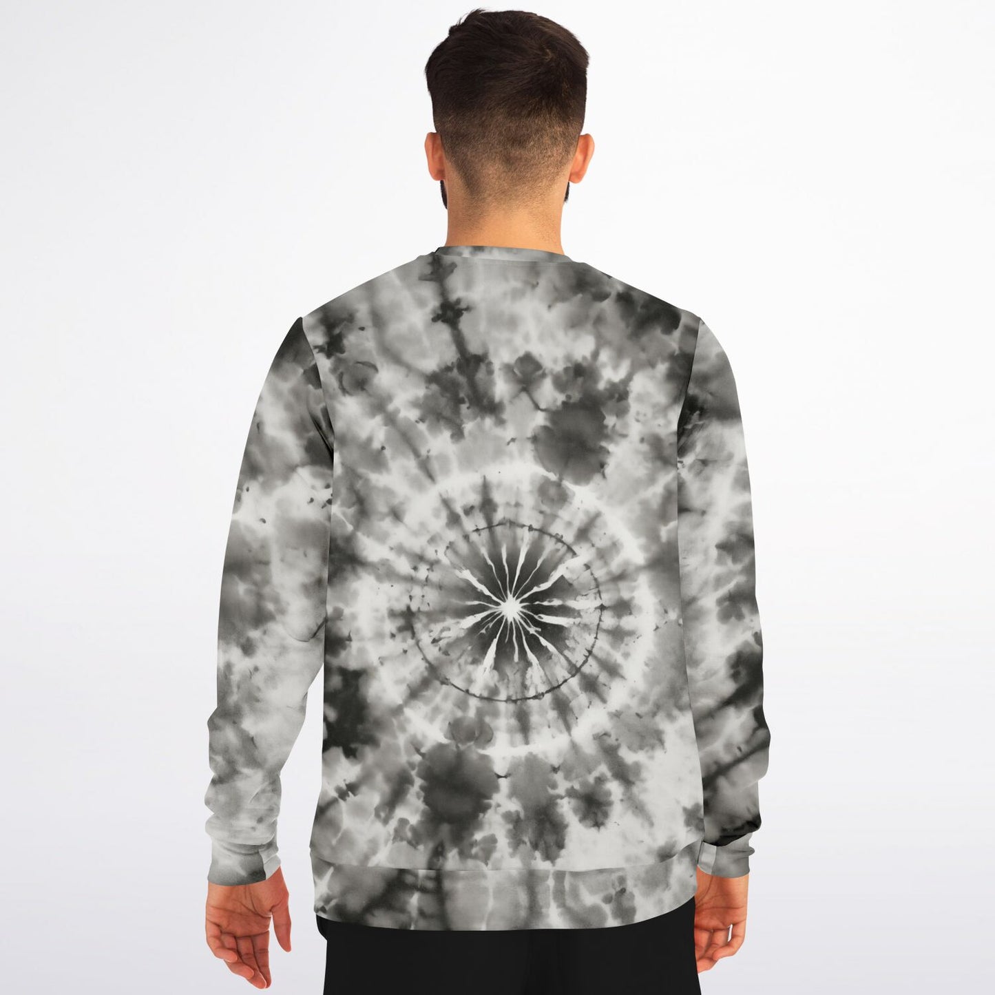 Black Grey Tie Dye Sweatshirt, Gray Graphic Crewneck Fleece Cotton Sweater Jumper Pullover Men Women Adult Aesthetic Designer Streetwear Top