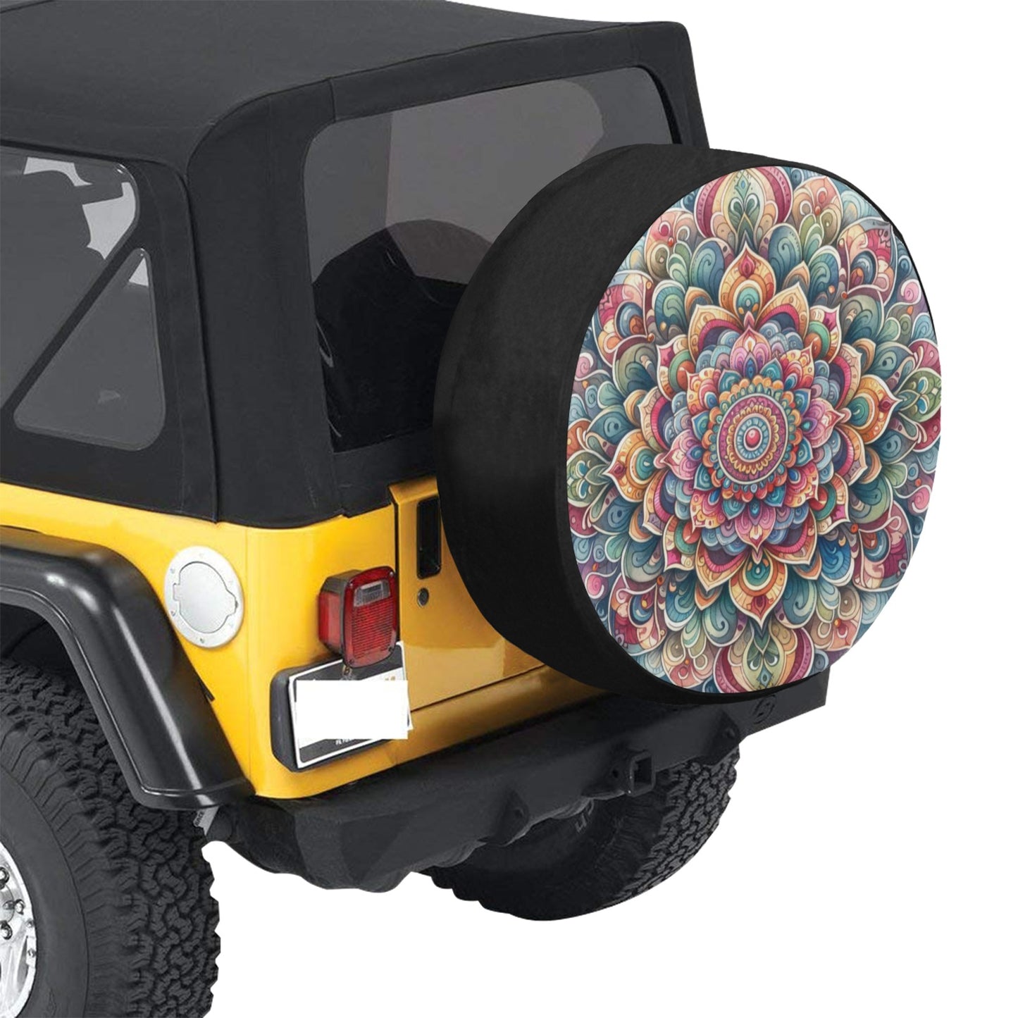 Mandala Spare Tire Cover, Rear Auto Vehicle Backup Camera Hole Unique Back Wheel Cars RV SUV Off Road Men Women Girls Trailer Campers