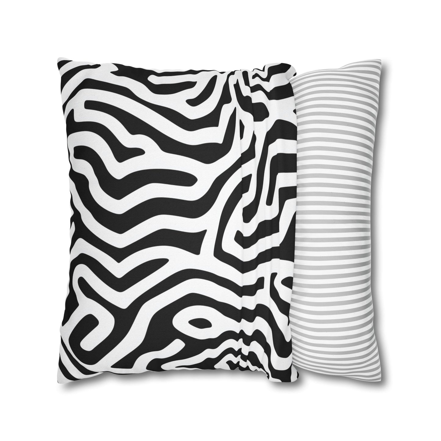 Black White Pillow Case, Labyrinth Maze Modern Art Square Throw Decorative Designer Cover Room Decor Floor Couch Cushion 20 x 20 Zipper Sofa