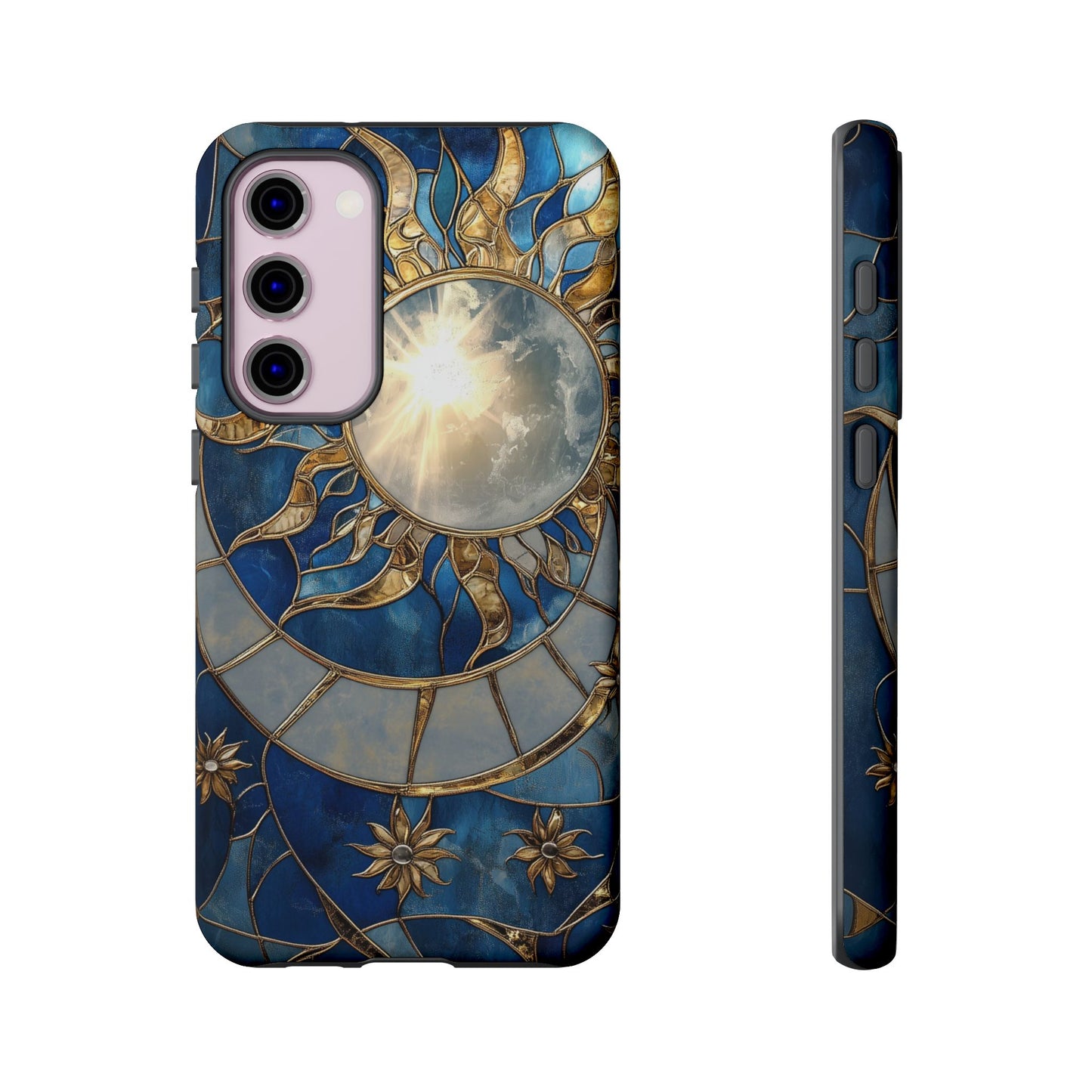 Sun Moon Tough Phone Case, Celestial Stained Glass iPhone 16 15 14 13 Pro Max 12 11 8 Plus X XR XS Galaxy S24 S23 S22 S21 Google Pixel Cover