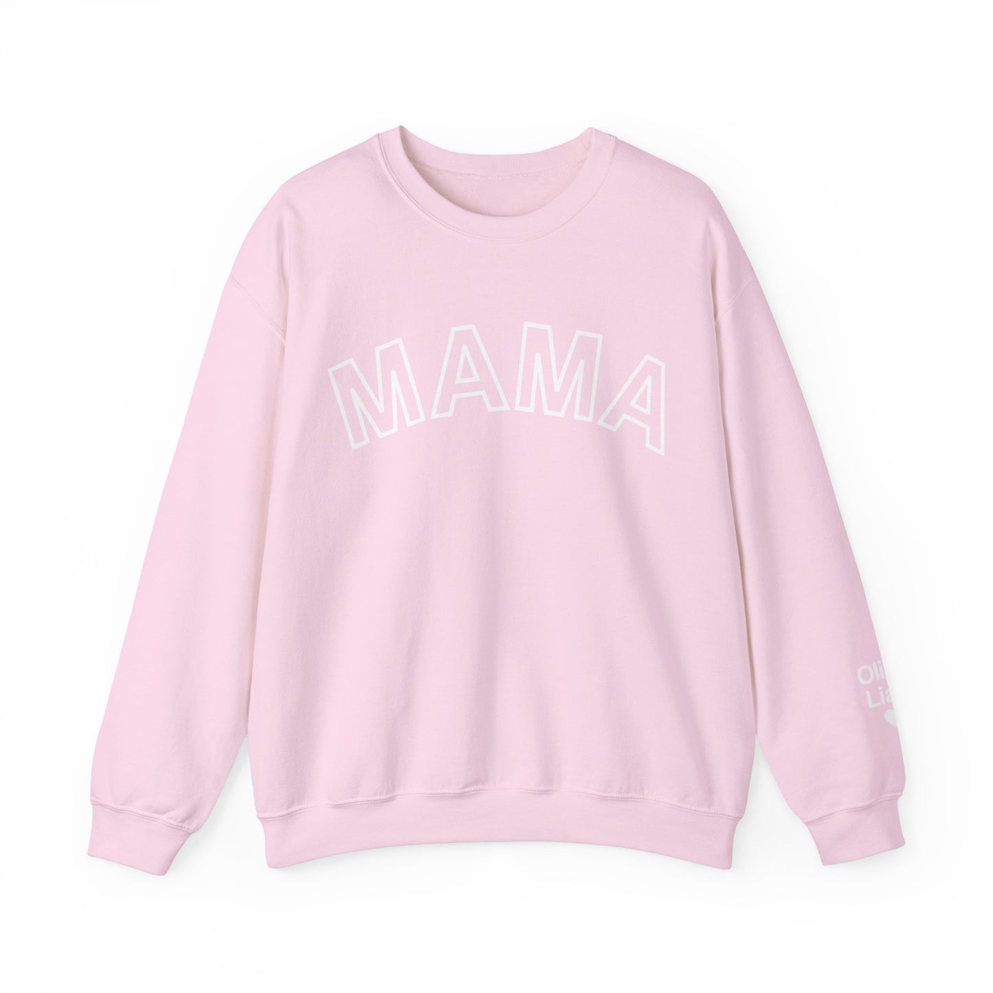 Personalized Mama Sweatshirt Kids Names on Sleeve, Custom Mothers Day Gift Women Birthday New Mom Momma  Sweater Crewneck Cotton Pullover