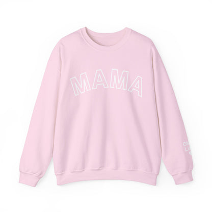 Personalized Mama Sweatshirt Kids Names on Sleeve, Custom Mothers Day Gift Women Birthday New Mom Momma  Sweater Crewneck Cotton Pullover