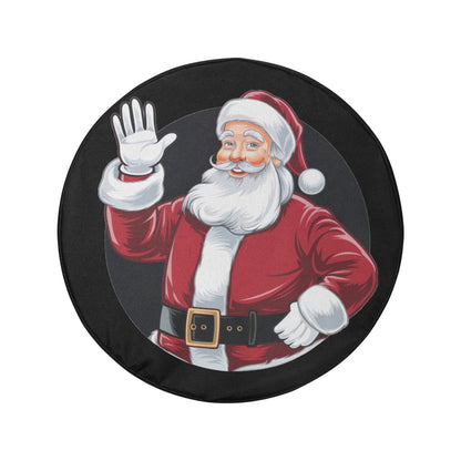 Christmas Santa Claus Spare Rear Tire Cover, Xmas Black Wheel Auto Back Up Camera Hole Unique Design Men Women Back RV Trailer