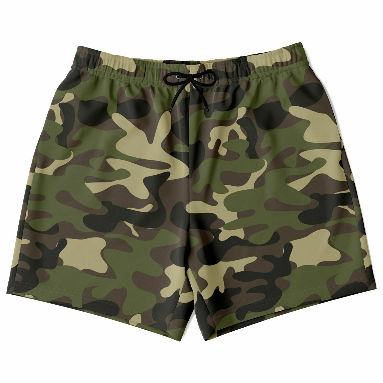 Camo Men Shorts, Camouflage Green Army Beach Mid Length 7 Inch Inseam –  Starcove Fashion