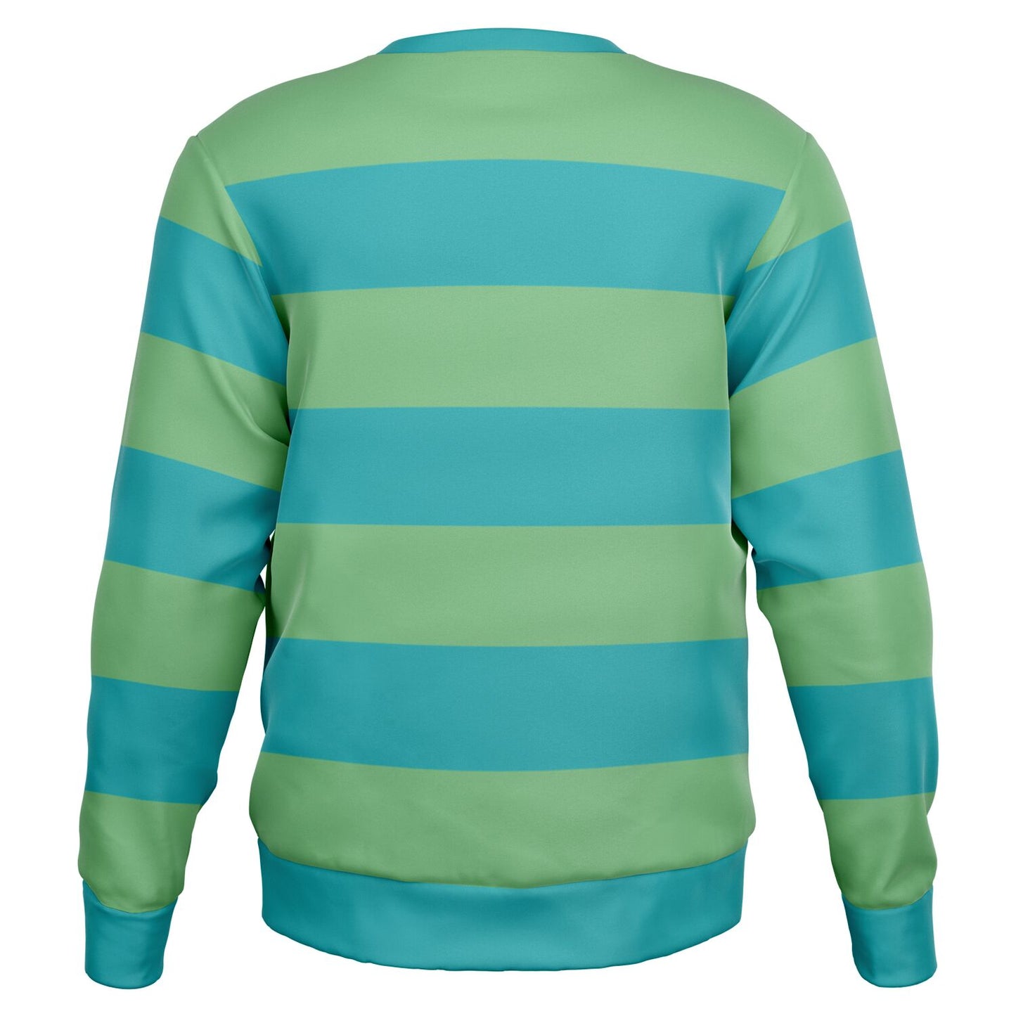 Light Blue Green Striped Sweatshirt, Teal Bold Horizontal Retro Vintage Crewneck Fleece Cotton Sweater Jumper Pullover Men Women Adult Top