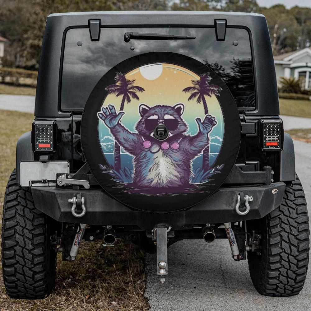 Raccoon Spare Tire Cover, Funny Animal Rear Backup Camera Hole