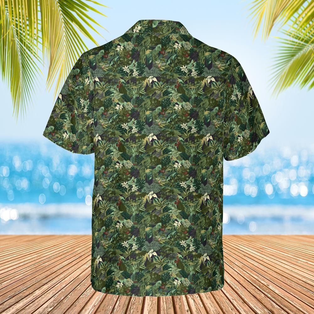 Starcove Army Green Men Hawaiian Shirt, Tropical Camo Print Vintage Retro Summer Hawaii Aloha Beach Plus Size Cool Button Up Shirt All-Over Print Regular Fit