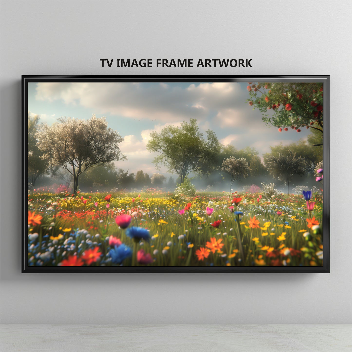 Wildflowers Field Frame TV Art, Country Spring Landscapes Botanicals Farmhouse Painting Samsung Picture Instant Download Digital Decor JPG