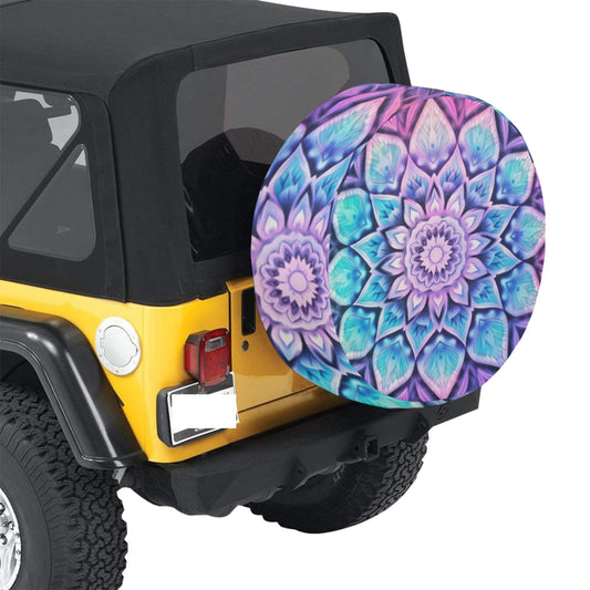 Mandala Spare Tire Cover, Tie Dye Rear Auto Vehicle Backup Camera Hole Unique Back Wheel Cars RV SUV Off Road Men Women Girls Trailer Camper