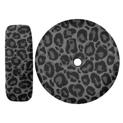 Black Leopard Spare Tire Cover, Animal Cheetah Print Backup Camera Hole Unique Back Extra Wheel Cars RV Men Women Girls Trailer Campers