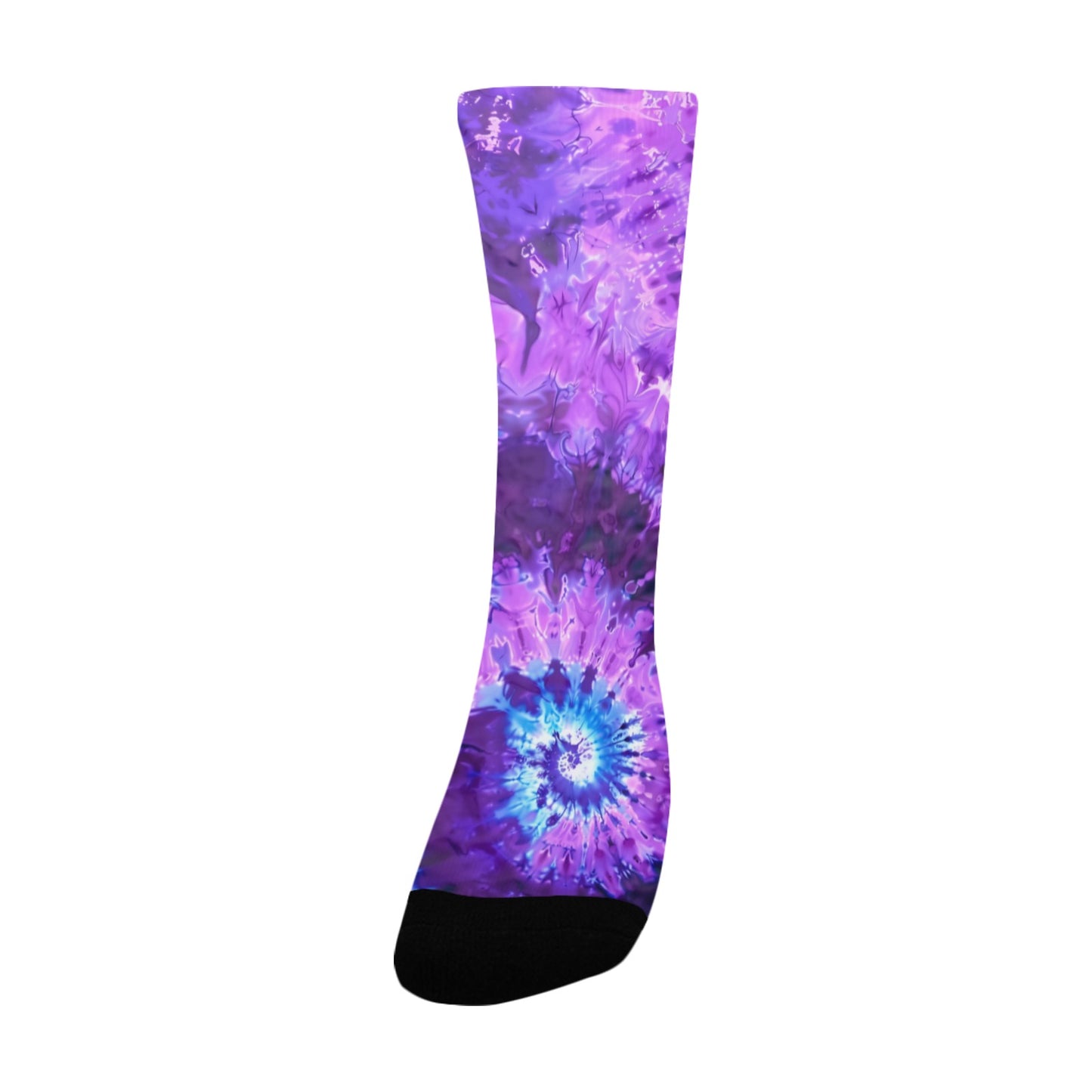 Purple Tie Dye Women Socks, Pink Crew Sublimation Ladies Designer Fun Novelty Cool Funky Crazy Casual Cute Unique Dress Cozy Socks