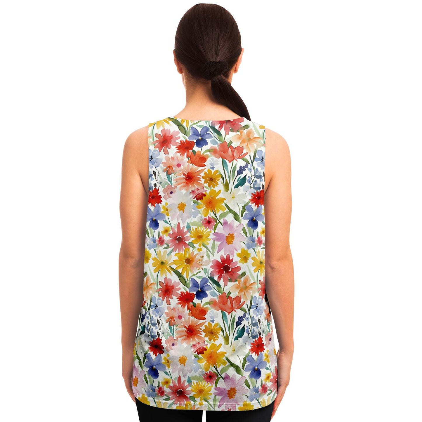 Floral Watercolor Women Unisex Tank Top, Flowers Spring Festival Yoga Workout Sexy Summer Muscle Sleeveless Shirt