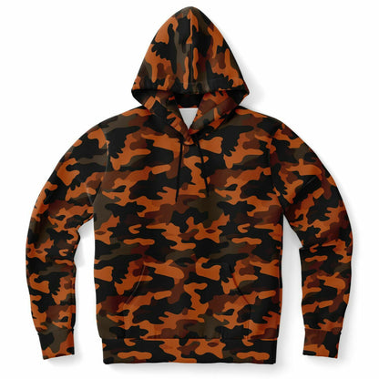 Black and Orange Camo Hoodie, Camouflage Pullover Men Women Adult Aesthetic Graphic Cotton Hooded Sweatshirt with Pockets Starcove Fashion