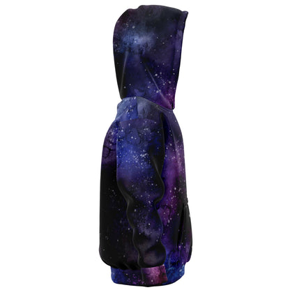 Galaxy Space Kids Pullover Hoodie, Purple Stars Universe Girls Boy Toddler Youth Fleece Aesthetic Cotton Graphic Hooded Sweatshirt Pockets