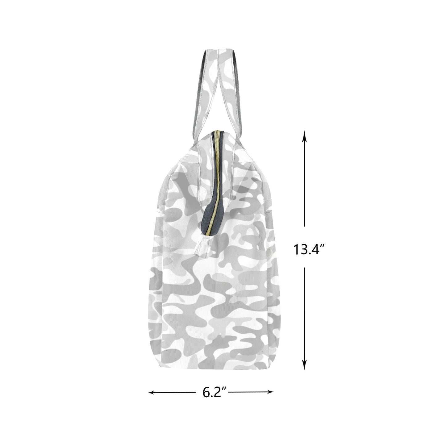 White Camo Insulated Lunch Box Bag Tote, Grey Camouflage Summer Cute Food Container Adult Kids Women Teens Men School Work Handbag Office