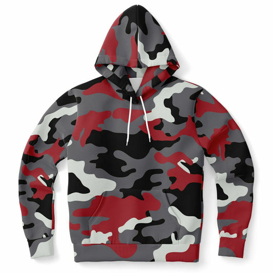 Red Grey Black Camo Hoodie, Camouflage Pullover Men Women Adult Aesthetic Graphic Cotton Hooded Sweatshirt with Pockets Starcove Fashion