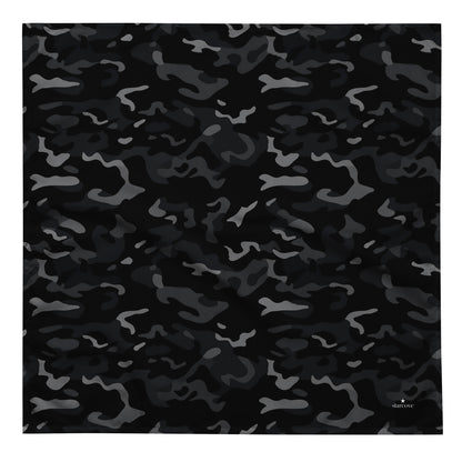 Black Camo Bandana Headband Scarf, Camouflage Women Men Female Ladies Hair Male Dog Neck Head Kerchief Printed Designer