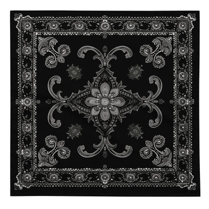 Black Bandana Headband Scarf, White Paisley Women Men Female Ladies Hair Male Dog Neck Head Kerchief Printed Designer