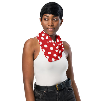 Red White Polka Dots Bandana Headband Scarf, Women Men Female Ladies Hair Male Dog Neck Head Kerchief Printed Designer Cooling Small Large