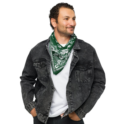 Green White Bandana Headband Scarf, Women Men Female Ladies Hair Male Dog Neck Head Kerchief Printed Designer Cooling