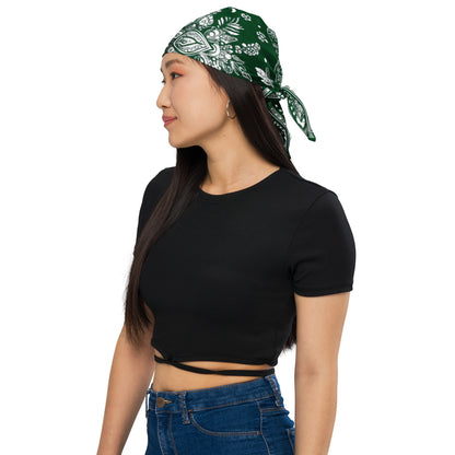 Green White Bandana Headband Scarf, Women Men Female Ladies Hair Male Dog Neck Head Kerchief Printed Designer Cooling