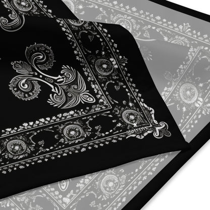 Black Bandana Headband Scarf, White Paisley Women Men Female Ladies Hair Male Dog Neck Head Kerchief Printed Designer