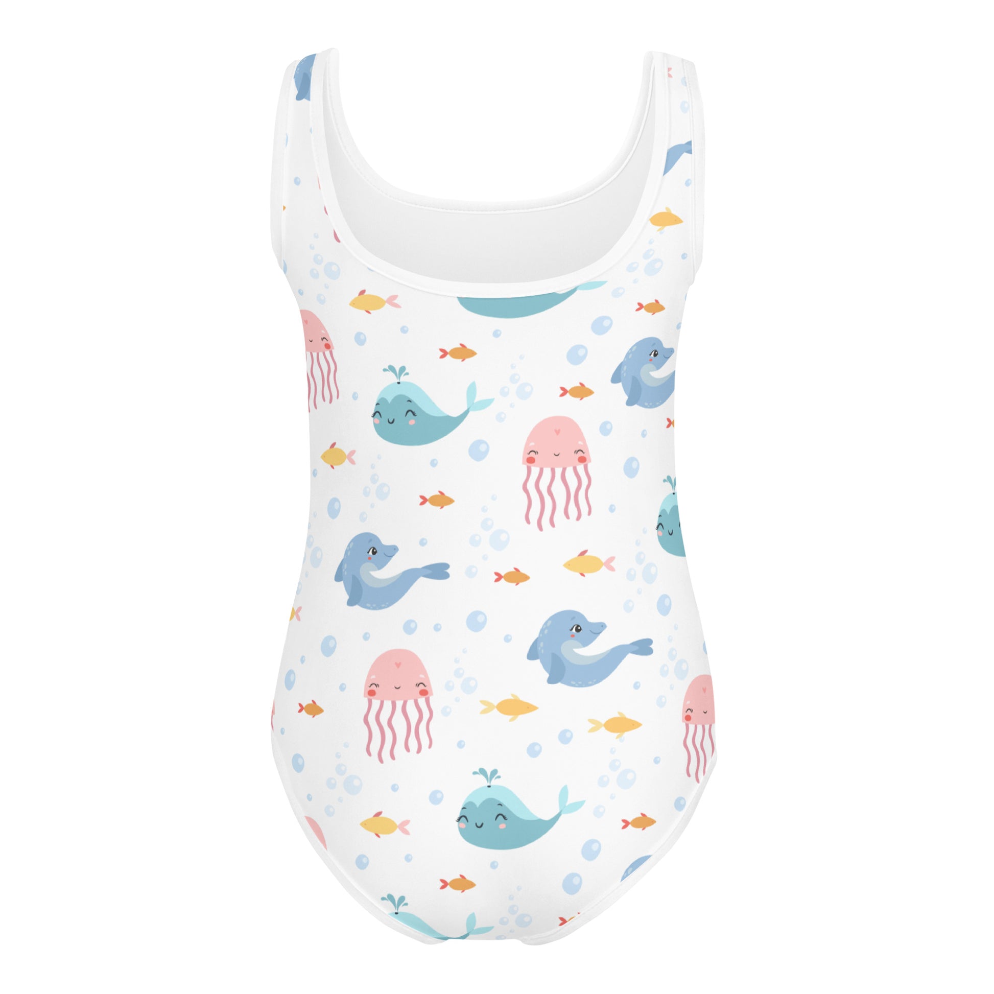 Marine Animals Little Girl Kids Swimsuits (2T - 7), Dolphin Jellyfish Whale Toddler One Piece Bathing Suit Swim Swimwear Starcove Fashion