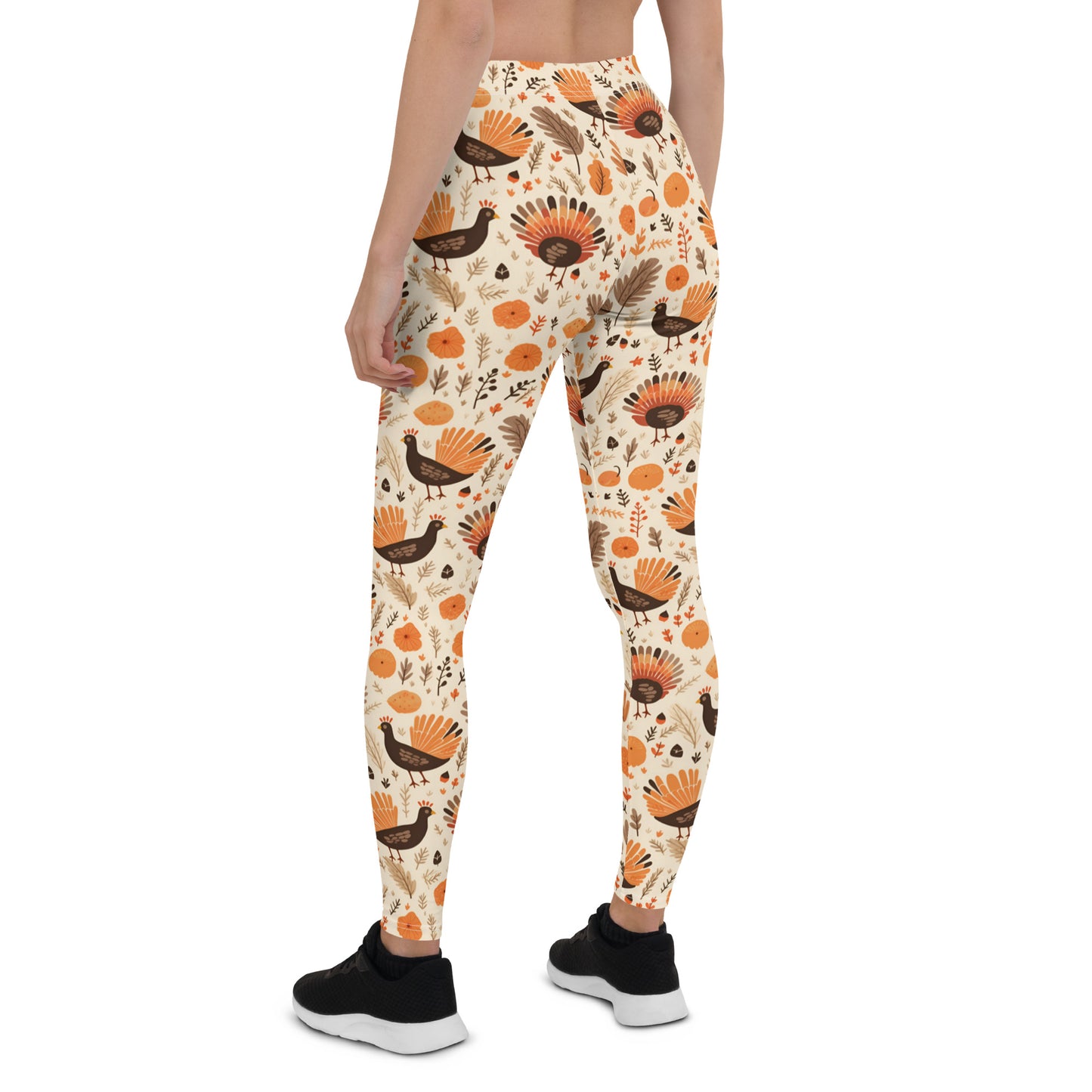 Thanksgiving Leggings Women Ladies, Turkeys Fall Autumn Leaves Printed Yoga Pants Cute Graphic Workout Running Gym Designer Tights Starcove Fashion