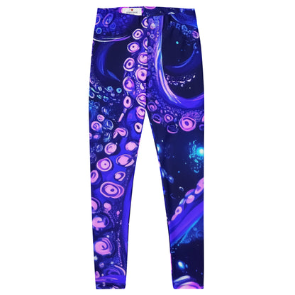 Octopus Tentacles Leggings Women Ladies, Purple Cosplay Halloween Costume Printed Yoga Pants Graphic Workout Running Gym Fun Designer Tights